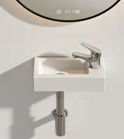 Umywalka EMKE Reckiger Umywalka ceramiczna Umywalka wisząca Otwór na baterię z prawej strony Biały połysk 36,5 x 18 x 9 cm