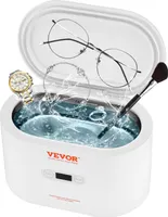 VEVOR Ultraschallreiniger Ultraschall Edelstahl-Reinigungsgerät 30 W, 650 mL Ultraschallreinigungsgerät mit Digitaler Anzeige, Weiß Fünf Verfügbare Modelle für Schmuck, Brillen, Uhren usw.