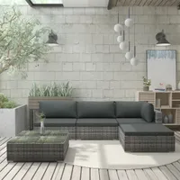 vidaXL 5dílná zahradní lounge souprava s polštáři Poly Rattan Grey