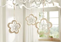 3x Dekohänger "Blume" aus MDF & Metall, 8 + 10 cm, Hängedeko, Fensterdeko zum Aufhängen, Frühlingsdeko hängend