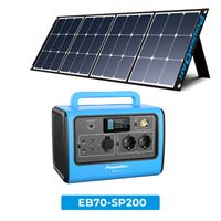 POWEROAK BLUETTI EB70 1000W (Peak 1400W) Blue Portable Power Station Mit SP200 200W Solar Panel 716Wh Solar Generator Backup LiFePo4 Battery Pack, Widely Use for Camping Outdoor RV Power Outage Home Off-grid