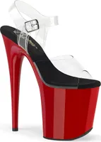 FLAMINGO-808 Damen Sandale von Pleaser, Transparent Schwarz Rot, EU 38, US 8