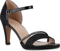 VAN HILL Damen Riemchensandaletten Sandaletten Party Strass Schuhe 841498, Farbe: Schwarz, Größe: 38