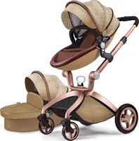 Hot Mom Klassik 2 in 1 Kinderwagen,Kombikinderwagen mit Alu-Rahmen/Voll-Gummireifen/Regenschutz/Mosquitonetz Modell F22 (Croco-2in1) 2025 Style