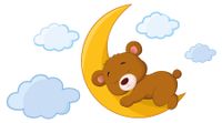 dekodino® Wandtattoo Mond mit Bär schlafend und Wolken Wandsticker Kinderzimmer
