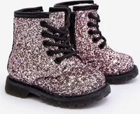 Kinder Glitzerstiefel Gefüttert mit Reißverschluss Rosa Saussa 21
