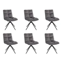 HOME DELUXE - Esszimmerstuhl NODA 6er Set - Farbe: Hellgrau - 360 Grad drehbar, weiche Polsterung, bis 120 kg belastbar I Küchenstuhl Speisestühle Esszimmerstühle
