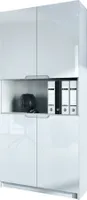 Vladon Büroschrank Logan V2,  Germany, Aktenschrank mit 5 Fächern und 4 Türen, Weiß matt/Weiß Hochglanz (82 x 184 x 37 cm)