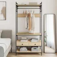 Möbel Kleiderständer mit Schubladen Sonoma-Eiche 89x39x184,5 cm DE6435