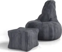 Juskys Sitzsack Chillex XL mit Hocker - Cord Sessel - Gaming & Lesesessel - Dunkelgrau