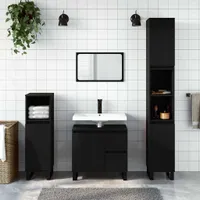 vidaXL Kúpeľňová skrinka čierna 65x33x60 cm Materiál drevo