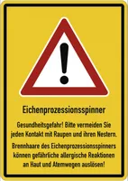Dreifke® Schild Eichenprozessionsspinner Gesundheitsgefahr! Alu 297 x 420 mm ...