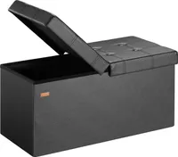 CASARIA® Sitzbank mit Stauraum Faltbar Schwarz 80x40x40cm Gepolstert Deckel Kunstleder Schlafzimmer Wohnzimmer Flur Sitztruhe Truhenbank Polsterbank