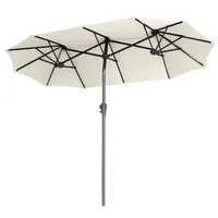 Sekey Sonnenschirm Doppelsonnenschirm 300x160 cm mit Kurbel, Neigbar, UV50+ Sonnenschutz, Windstabil, Oval Gartenmarktschirm, Creme