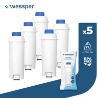 Vodný filter Wessper pre kávovary Delonghi DLSC002, SER3017 a 5513292811 - kompatibilný so sériou ECAM, ESAM, ETAM (balenie 5 kusov)