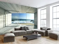 Vlies Fototapete 350x256 cm Tapeten Wandtapete XXL MEER LANDSCHAFT FENSTER c-A-0084-a-c