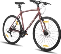 Hiland 28 Zoll Rennrad 700C Trekkingrad Aluminiumrahmen mit 24 Gang-Schaltung Scheibenbremse Racing Bike für Damen und Herren, Rot