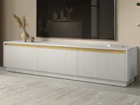 GrainGold TV-Schrank Roland - RTV-Schrank, RTV-Tisch, Lowboard, Wohnwand Modern, Gefräster TV-Schrank - TV-Schrank Weiß