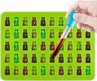 GKA 3D Silikon Silikonform Gummibärchenform für 50 Gummibärchen mit Pipette Bärchen selber herstellen Silikonform Form