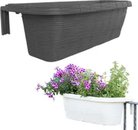 Balkonkasten Rattan Optik für Geländer anthrazit