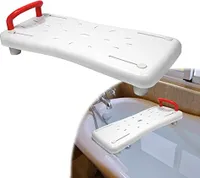 Badewannenbrett 70x31cm Badewannensitz Erwachsene Senioren 41-63cm Einstellbar Wannenbrett zum Sitzen PP-Material Sitzbrett Rot Griff CEEDIR