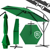 KINGSLEEVE® Sonnenschirm UV Schutz 80+ Ø 300 cm Groß mit Ständer Schutzhülle Windsicherung Neigbar Rund Kurbel Garten Balkon Ampelschirm Grün