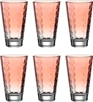 Leonardo Optic Trink-Gläser 6er Set, spülmaschinenfeste Longdrink-Gläser, bunte Trink-Becher aus Glas, Getränke-Set, rot, 300 ml, 025902