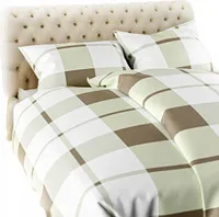 BEżowa bawełniana pościel flanelowa 220x200 w kratę