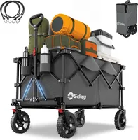 Sekey XXL 200KG Belastbar Bollerwagen Faltbar mit Spanngurte, 17x4 cm Reifen, Grau