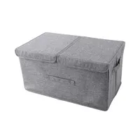 Aufbewahrungsbox Stoff,Boxen Aufbewahrung, Kleiderschrank Organizer mit Deckel Faltbar, Aufbewahrungsboxen  für Schrank,(gray）