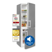 Exquisit Kühl-Gefrierkombination KGC5233-60-HE-040D inoxlook | Nutzinhalt: 173 L | Alarm-Funktion | 4-Sterne-Gefrieren | Standgerät