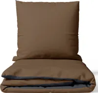 Baumwolle Bettwäsche Set 135x200 cm Feinbiber Braun Anthrazit Wendeseite Uni
