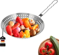 bremermann Grillpfanne rund, mit Klapp-Griff, Edelstahl Ø ca. 30,5 x 55,5 cm