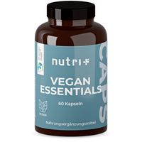 VEGAN ESSENTIALS 60 Kapseln - Complete Präparat für Veganer - Nutri-Plus Daily Multivitamin mit Vitamin B12, D3, Eisen, Selen - Vegane Vitamine & Mineralstoffe