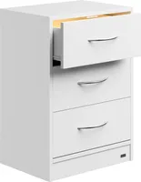 CASARIA® Nachttisch Weiß LED 3 Schubladen Kabelführung Wandbefestigung Boxspringbett Schlafzimmer Nachtschrank Nachtkonsole Nachtkommode Holz 54x39x28cm
