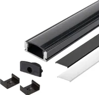 2m LED Aluprofil Alu Schiene  Profil Kanal System für LED-Streifen mit 2 Abdeckung Profil A-S