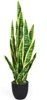 COSTWAY sztuczna roślina Sansevieria, sztuczny wąż 90 cm, roślina doniczkowa z 20 liśćmi, roślina do dekoracji ogrodu, żółta