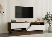 Skye Decor, Koza- KozaPUQ, Nussbaumfarbe,,Weiß, TV-Schränke, 45x160x40 cm, 100% Melaminbeschichtete Partikelplatte