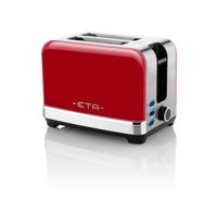 ETA Toaster STORIO ETA916690030, 980 W, Retrostill (rot) 2 Schlitze für 2 Scheiben, 7 Stufen, Brötchenaufsatz, Auftaufunktion oder STOP-Funktion