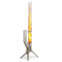 GARDENFLARE ohnivá trubka - nerezový sloup a hořák na pelety - elegantní ohřívač na terasu - alternativa zahradního krbu pro terasu a zahradu (stříbrná)