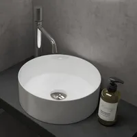 doporro Aufsatzwaschbecken Keramik Waschbecken Rund Waschschale 31x31x11 cm Gäste-WC weiß glänzend Handwaschbecken Waschtisch Brüssel203