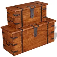 vidaXL 2-tlg. Truhen Set Massivholz