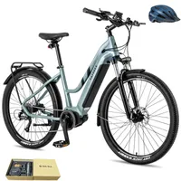 City E-Bike 27,5 Zoll mit Mittelmotor ANANDA Pedelec Rostfreie Aluminiumlegierung bis zu 100 - 120 km Wasserdicht IP54 Unisexfahrrad 9 Gang, Blau