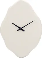 SensaHome Wanduhr Osaka – Minimalistische Uhr im Japandi-Stil – organische asymmetrische Form – Betonoptik – Ø30 cm – Weiß