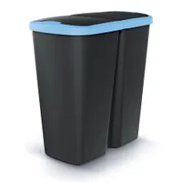 Odpadkový kôš COMPACTA Q DUO - svetlo modrá/čierna - Prosperplast