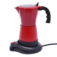 300ml Elektrische Kaffeemaschine mit Basis Espressokocher Mokka Kanne (rot) für 6 Espressotassen