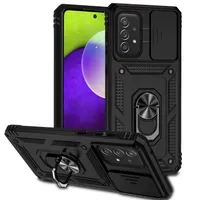 Pouzdro pro Samsung Galaxy A53 5G dvouvrstvé pouzdro s posuvným krytem kamery a prstencovým stojánkem černé