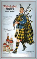 Blechschild Dewar's Scotch Whisky Dudelsackpfeifer Schild Dudelsack Werbeschild