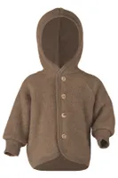 Engel Kinder Kapuzenjacke mit Holzknöpfen Wolljacke, Gr. 50-56, braun (WalnussMelange)