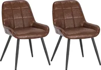 WOLTU 2er-Set Esszimmerstühle Polsterstuhl Kunstleder Akzentstuhl mit Rückenlehne : Braun Farbe: Braun